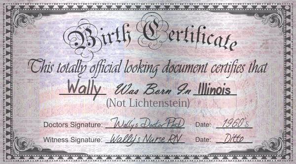 Wallys Real Birth Certificate